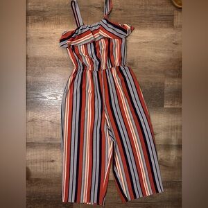 No Boundaries Red and Black Striped Jumpsuit